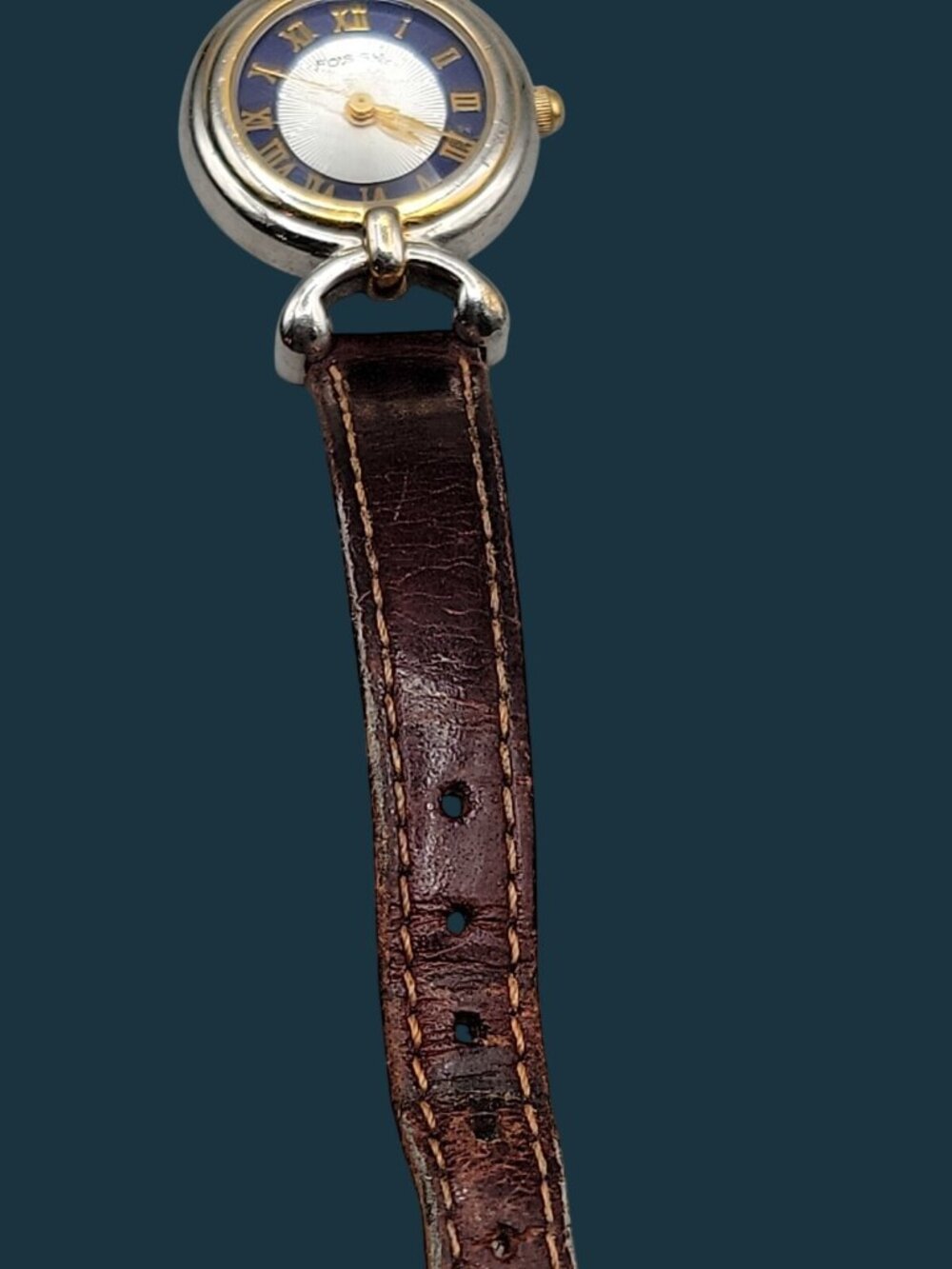 Vintage 1990s Fossil Prism Watch PC-9510 Two-Tone Blue Gold Roman Dial New Batte - Picture 16 of 16